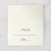 Ivory Color Simple Stylized Script Wedding Platzkarte (Außenseite Aufgefaltet)
