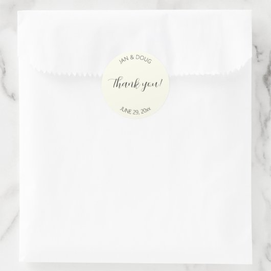 Ivory Color Stylized Wedding Thank You Runder Aufkleber (Tasche)