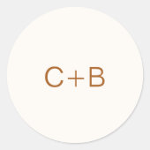 Ivory Copper Monogram Modern Wedding Runder Aufkleber (Vorderseite)