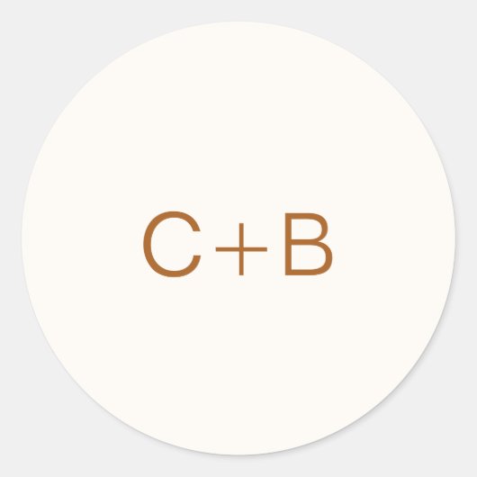 Ivory Copper Monogram Modern Wedding Runder Aufkleber (Vorderseite)