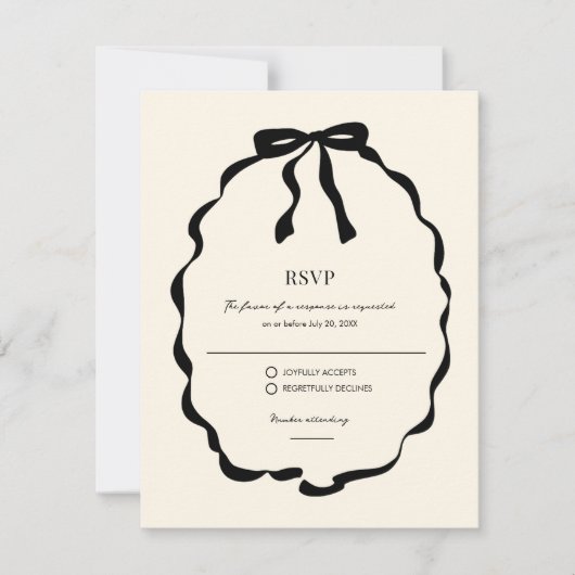 Ivory Coquette Bow Wedding RSVP (Vorderseite)