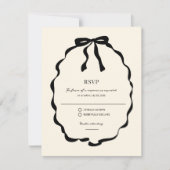 Ivory Coquette Bow Wedding RSVP Karte (Vorderseite)