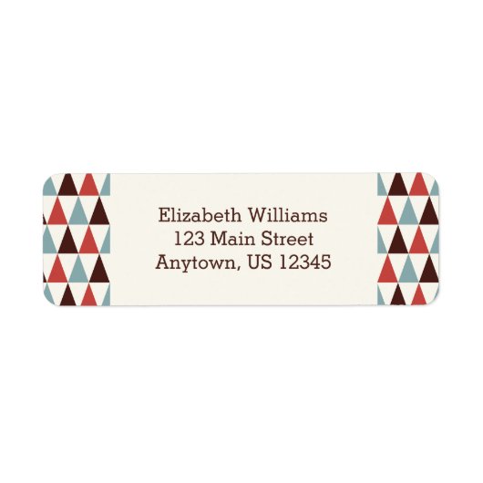 Ivory Coral Blue Triangle Pattern Rücksendeadresse (Vorne)