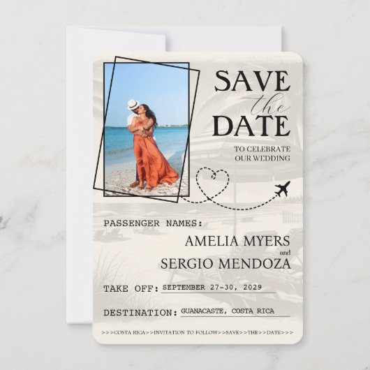 Ivory Costa Rica Passport Save The Date (Rückseite)
