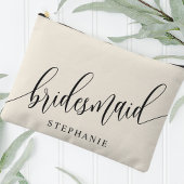 Ivory Cream Bridesmaid Moderne Kalligraphie Zubehörtasche