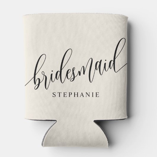 Ivory Cream Bridesmaid Modernes Skript Dosenkühler (Rückseite)