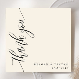 Ivory Cream Calligraphy Script Wedding Dankeskarte