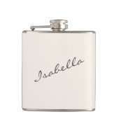 Ivory Cream Elegante Script Name Wedding Party Flachmann (Vorderseite)