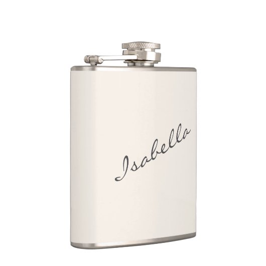 Ivory Cream Elegante Script Name Wedding Party Flachmann (Rechts)