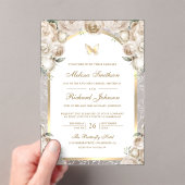 Ivory Cream Floral Gold Arch Butterfly Wedding Acryleinladungen (Insitu (Handheld))