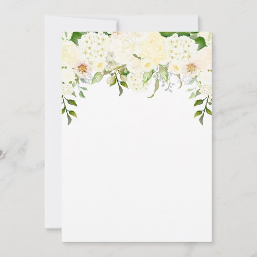 Ivory Cream Floral Greenery Sip and See Baby Einladung (Rückseite)