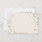 Ivory Cream Gold Floral Quinceanera Dankeskarte (Rückseite)