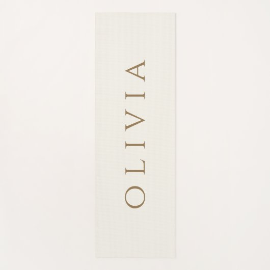Ivory Cream Gold Name minimalistisch modern Yogamatte (Vorderseite)