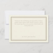Ivory Cream Minimalist Frame Wedding Dankeskarte (Rückseite)