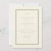Ivory Cream Minimalist Frame Wedding Einladung (Vorderseite)