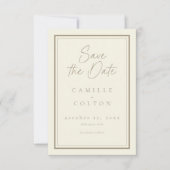 Ivory Cream Minimalist Frame Wedding Photo Save The Date (Vorderseite)