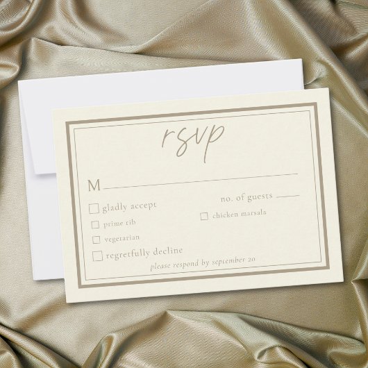 Ivory Cream Minimalist Frame Wedding RSVP Karte