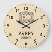 Ivory Cream Personalized Custom Monogram Classic Große Wanduhr (Vorderseite)