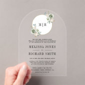 Ivory Cream Sage Green Floral Wedding Acryleinladungen (Insitu (Handheld))