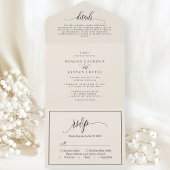 Ivory Cream Simple Modern Script All In One Einladung