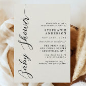 Ivory Cream Simple Modern Script Baby Shower Einladung
