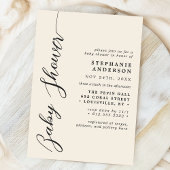 Ivory Cream Simple Modern Script Baby Shower Einladung