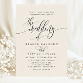 Ivory Cream Simple Modern Script Wedding Einladung