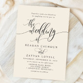 Ivory Cream Simple Modern Script Wedding Einladung