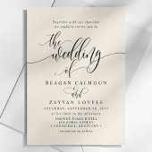Ivory Cream Simple Modern Script Wedding Einladung