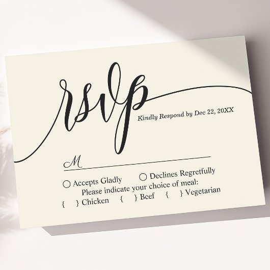 Ivory Cream Simple Script Wedding RSVP Card