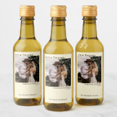 Ivory Cream Wedding Foto Liebe & Danke Mini Weinetikett (Flaschen)