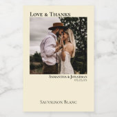 Ivory Cream Wedding Foto Liebe & Danke Mini Weinetikett (Einzelnes Label)