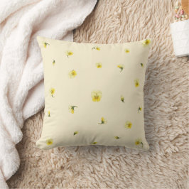 Ivory Cream Yellow Japanese Viola Floral Pattern Kissen