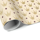 Ivory Creamy Gold khaki kleine Punkte Kronprinzess Geschenkpapier (Rolleneckpunkt)
