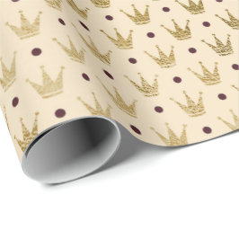 Ivory Creamy Gold khaki kleine Punkte Kronprinzess Geschenkpapier