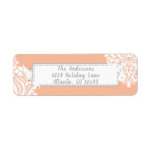 Ivory Damask auf Korallen mit Rot (Vorne)