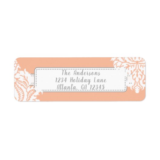 Ivory Damask auf Korallen mit Rot (Vorne)