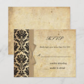 Ivory Damask Bow Wedding RSVP Karte (Vorne/Hinten)