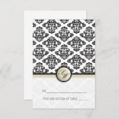 Ivory Damask Falten Zelt-Platzkarte Einladung (Vorne/Hinten)