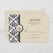 Ivory Damask Monogram Wedding RSVP (Vorne/Hinten)