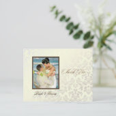 Ivory Damask Vielen Dank Foto Postkarten (Stehend Vorderseite)