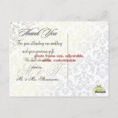 Ivory Damask Vielen Dank Foto Postkarten (Rückseite)