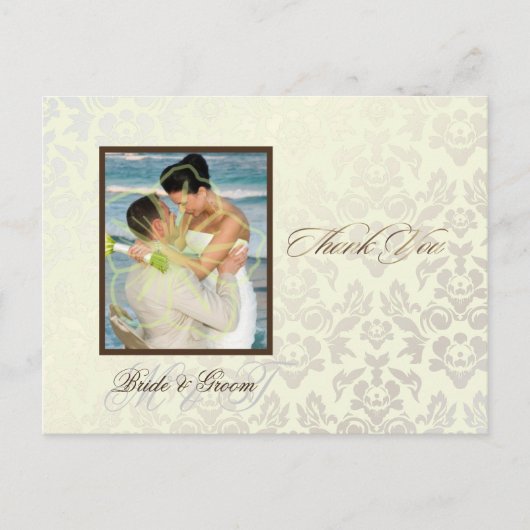 Ivory Damask Vielen Dank Foto Postkarten (Vorderseite)