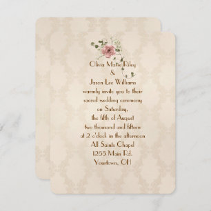 Ivory Damask Wedding Invite Einladung