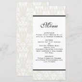 Ivory Damask Wedding Menu Menükarte (Vorne/Hinten)