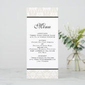 Ivory Damask Wedding Menu Menükarte (Stehend Vorderseite)