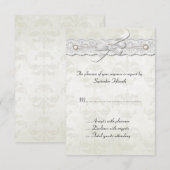 Ivory Damask Wedding RSVP Card Karte (Vorne/Hinten)