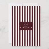 Ivory Deep Burgundy Stripes Gold Floral Wedding Einladung (Rückseite)