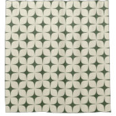 Ivory & Deep Green Mid Century Modern Geometric Duschvorhang (Vorderseite)