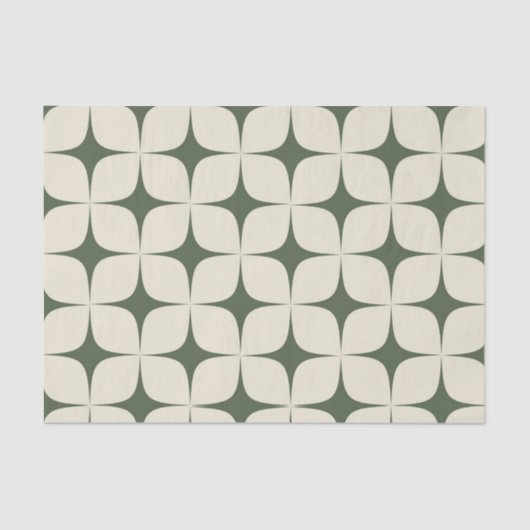 Ivory Deep Green Mitte Jahrhundert Moderne Boho Ge Seidenpapier (Vorderseite)